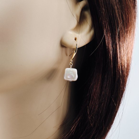 Baroque Pearl Drop Earrings, 14K Gold Filled Dainty French Hooks - Picture 8 of 10